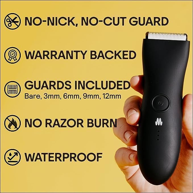 MERIDIAN - The Starter Package - Original Electric Body & Pubic Hair Trimmer Set, 1 Replacement Blade, Waterproof, Rechargeable for Men and Women, Onyx - Image 2