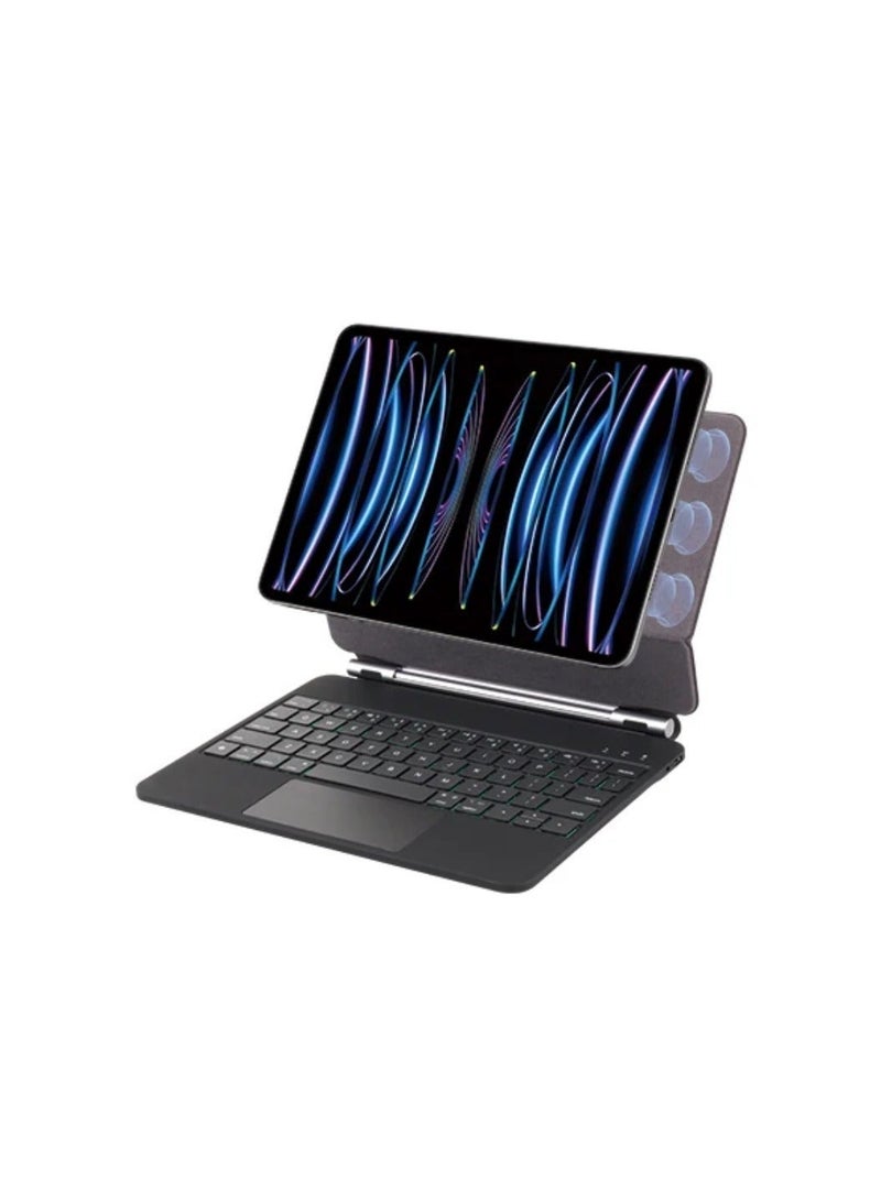 English Arabi Magic Keyboard for iPad 11th(A16, 2025)/ iPad 10th Generation(2022), Keyboard Case for iPad 11th/10th with Magnetic Stand, LCD Display, Multi-Touch Trackpad, 7-Color Backlight, Black - Image 2