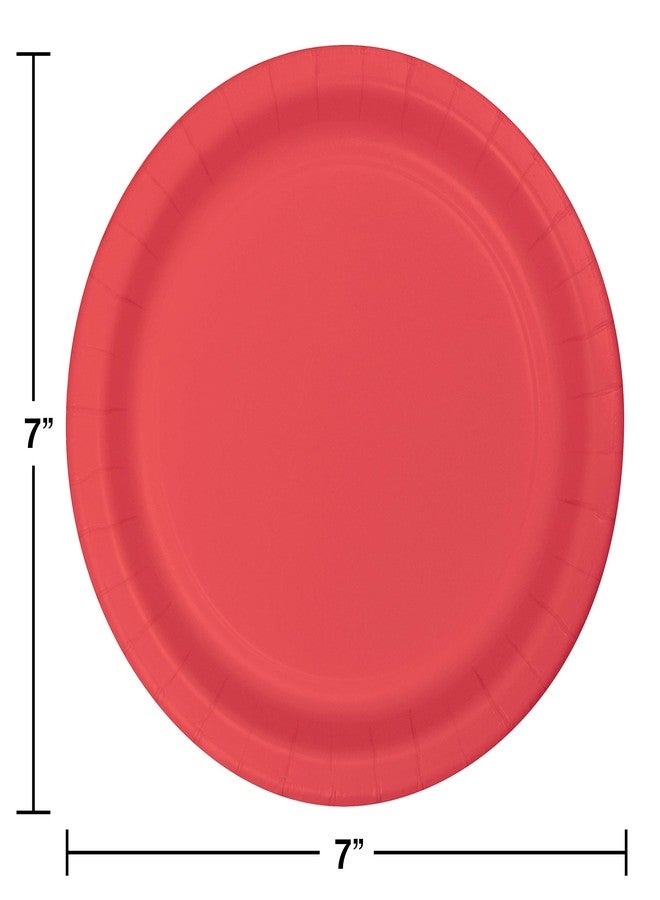 Creative Converting Touch of Color 24 Count 6.75" Lunch Plate, Coral - Image 2