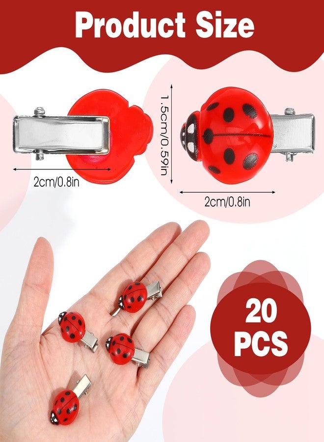 HaiFafafaing 20 Pcs Lady Bug Hair Clips Cute Insect Ladybug Hair Clips For Girls And Women Decorative Funky Hairs Accessories For Back To School Halloween Cosplay Themed Party - Image 2
