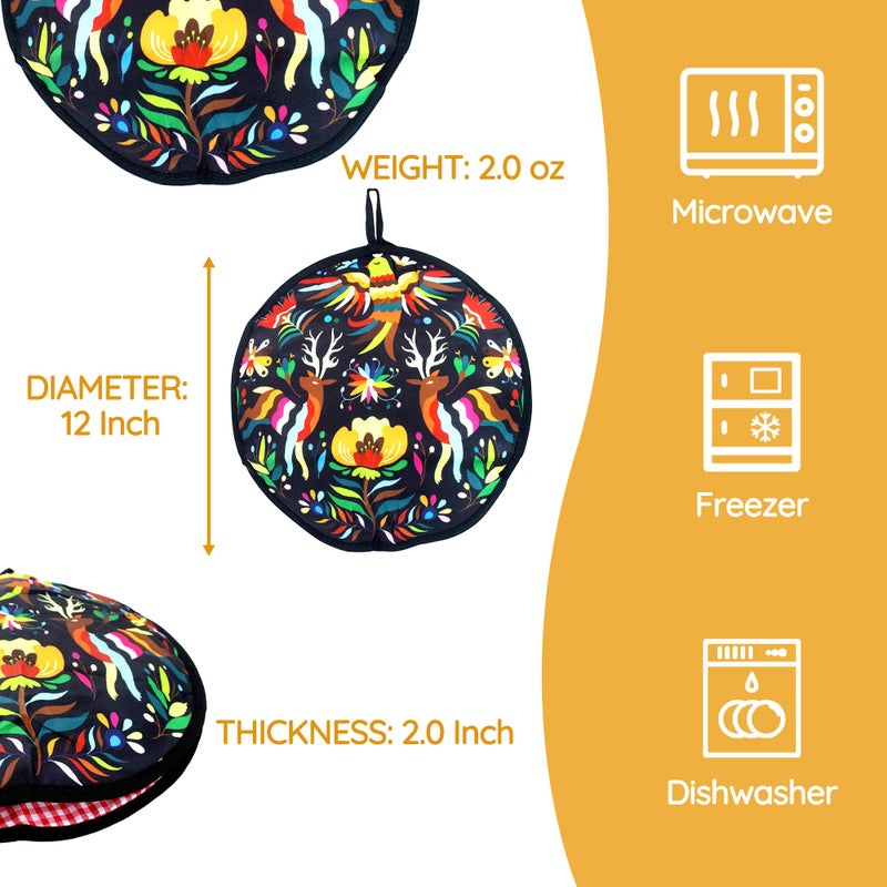 ZKOO 12" Tortilla Warmer Pouch, Insulated Tortillas Pouch for Tortillas, Tacos, Naan, Pizza Rolls, Microwavable Fabric Bag, Tortilla Warmer Keeps Food Warm for Up to 1 Hour (Black) - Image 4