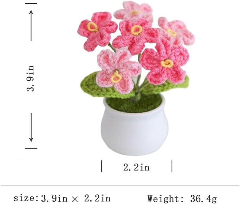 MofivKce Crochet Forget-Me-Not Potted Plants Handmade Artificial Flowers for Home Decor, Wedding, Birthday Gift for Friends and Family (Gradient Pink) - Image 1