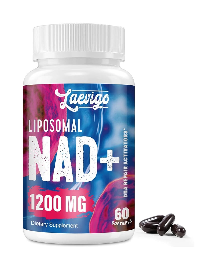 Laevigo 1200mg Liposomal NAD+ Supplement, Ultra Purity Actual NAD Supplement, Enhanced Absorption, Boosting NAD+, Age Defense, Energy, Metabolic Repair, Optimal NAD Supplement, 60 Softgels - Image 1