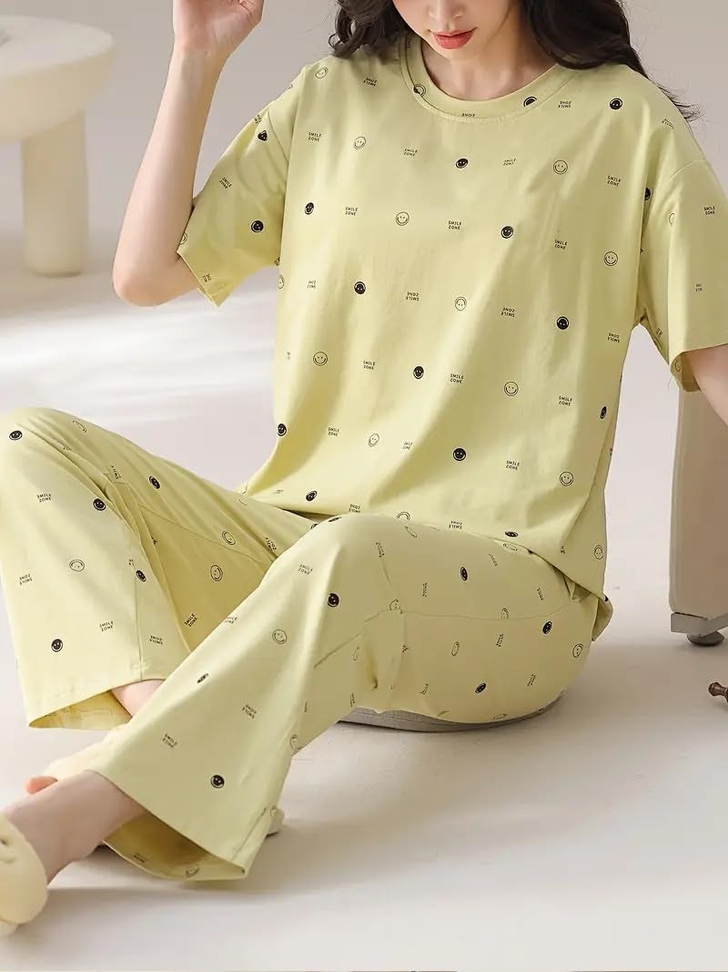 Celary Korean Style Women’s Night Suit - Cute Printed Pajama Set with Long Sleeve Top & Pants in Soft Cotton Loungewear - Image 5