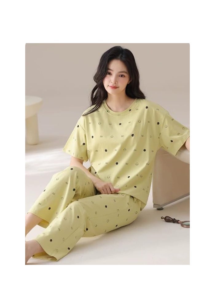 Celary Korean Style Women’s Night Suit - Cute Printed Pajama Set with Long Sleeve Top & Pants in Soft Cotton Loungewear - Image 3