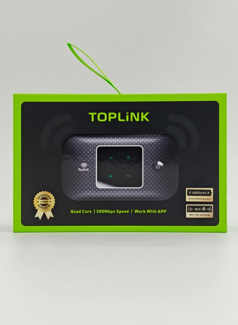 TOPLINK MR52 Ultra 4G Pocket Mobile Wi-Fi Router With 4600mAh Battery ，LTE Cat4, Connects Up 12 Users,300Mbps Wireless(Black) - Image 3