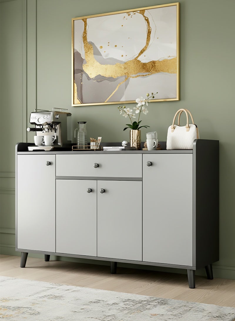 إيه جي دي خزانة من الخشب متعددة الاستخدامات، طراز عصري، مع درج وأرفف تخزين مغلقة، 47×12×33 بوصة/ رمادي - Image 2