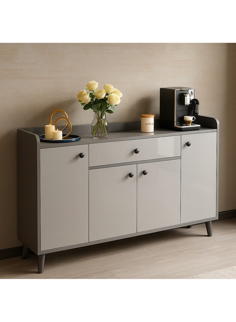 إيه جي دي خزانة من الخشب متعددة الاستخدامات، طراز عصري، مع درج وأرفف تخزين مغلقة، 47×12×33 بوصة/ رمادي - Image 1