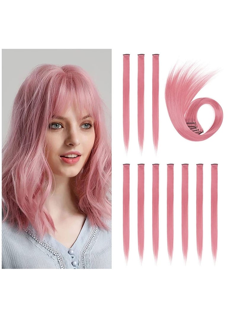 إستيل وصلات شعر وردي في وصلات شعر وردي وصلات شعر صناعية مستقيمة تسليط الضوء - Image 1