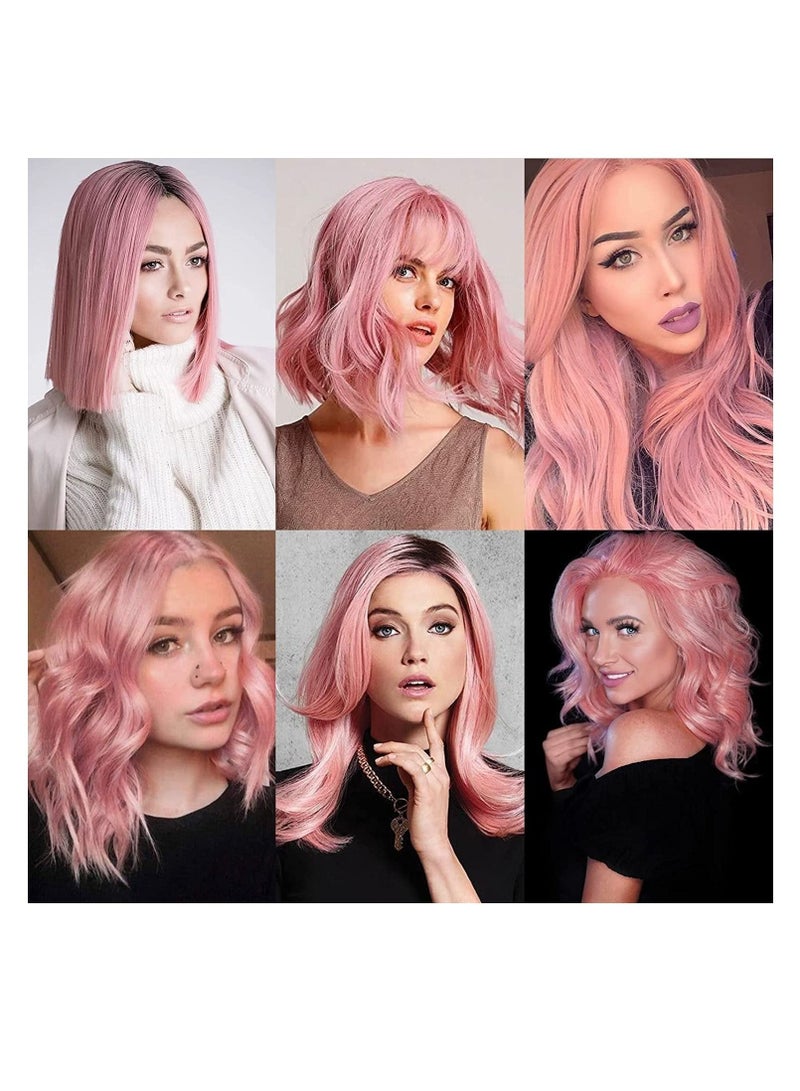 إستيل وصلات شعر وردي في وصلات شعر وردي وصلات شعر صناعية مستقيمة تسليط الضوء - Image 4