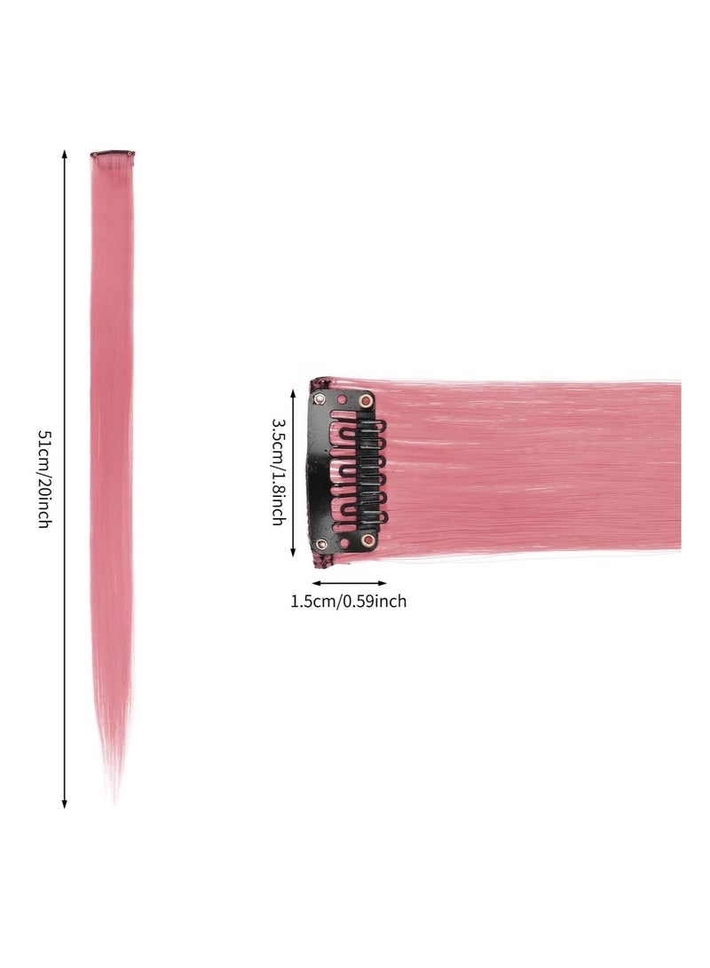 إستيل وصلات شعر وردي في وصلات شعر وردي وصلات شعر صناعية مستقيمة تسليط الضوء - Image 5