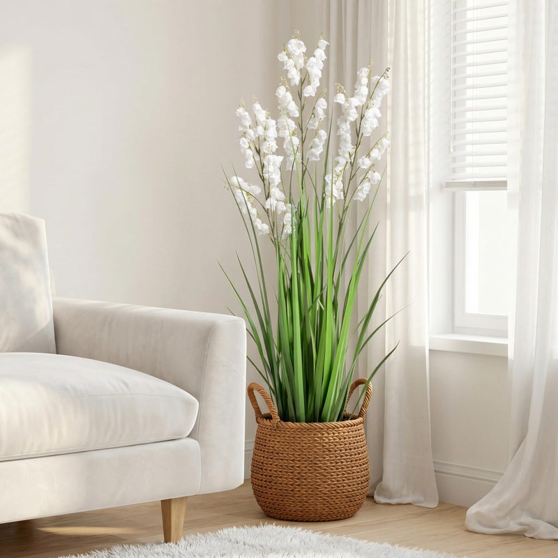 Ttranewsoo Fake Plants Home Decor Fake Flowers Artificial Plants Outdoor Tall Grass Plant Artificial Pampas Grass Decor Artificial Plants Indoor Fake Grass Living Room Decor Artificial Grass 36â€œ2PCS White - Image 3