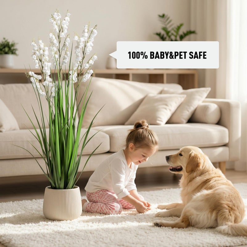 Ttranewsoo Fake Plants Home Decor Fake Flowers Artificial Plants Outdoor Tall Grass Plant Artificial Pampas Grass Decor Artificial Plants Indoor Fake Grass Living Room Decor Artificial Grass 36â€œ2PCS White - Image 4