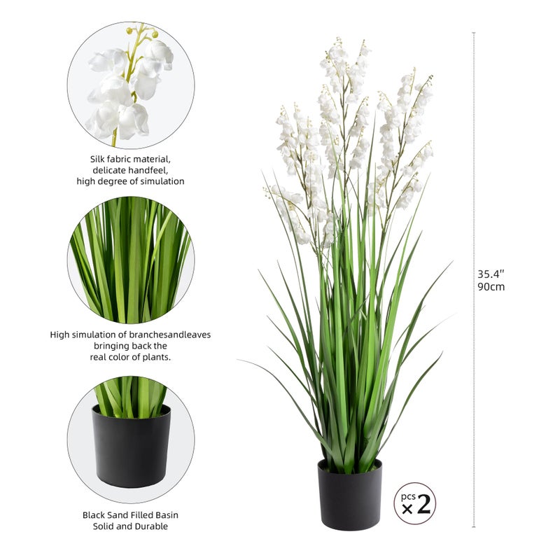 Ttranewsoo Fake Plants Home Decor Fake Flowers Artificial Plants Outdoor Tall Grass Plant Artificial Pampas Grass Decor Artificial Plants Indoor Fake Grass Living Room Decor Artificial Grass 36â€œ2PCS White - Image 2