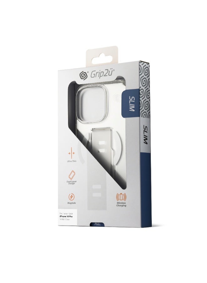جريب 2 يو غطاء حماية Grip2U لهاتف iPhone 16 Pro، شفاف، مزود بحزام مدمج لقبضة الإصبع، تصميم نحيف مقاوم للصدمات، حماية من السقوط، متوافق مع الشحن اللاسلكي - Image 4