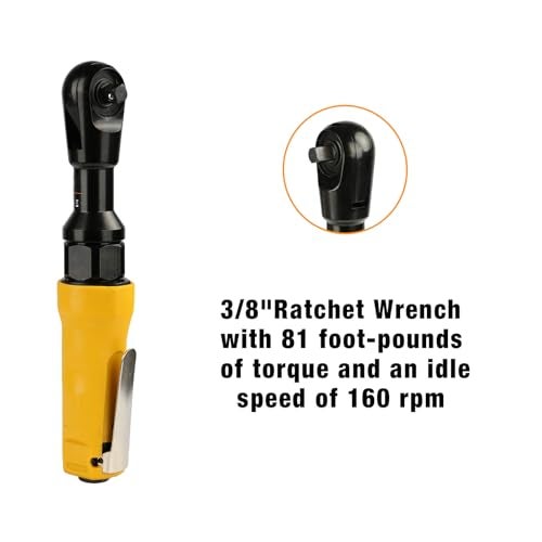 FORNAX 3/8" Air Ratchet Wrench, 60 Ft-Lbs Max Torque, 160 RPM Pneumatic Ratchet Tool with 1/4" NPT Inlet, Lightweight Aluminum Housing, Forward/Reverse Control, for Auto Repair & DIY - Image 3