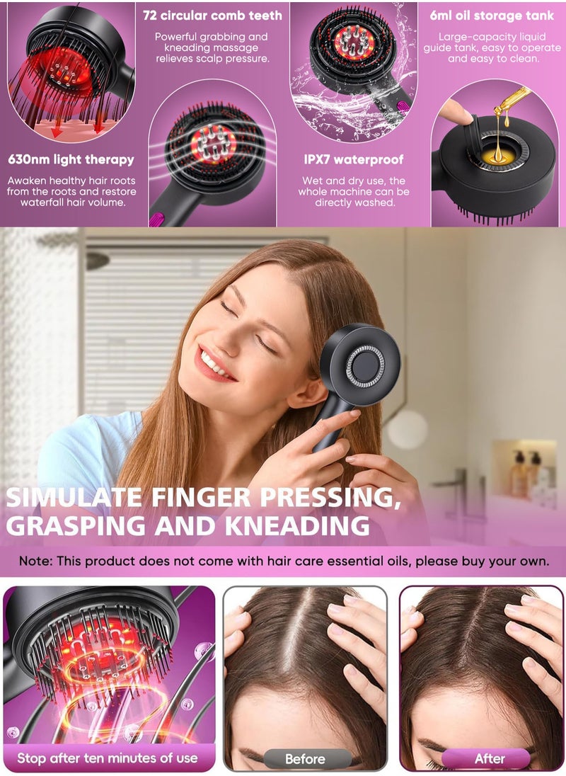 MissTiara Upgrade 2 in 1 Hair Oil Applicator，Electric Hair Brushes for Hair Growth,Hair Oil Applicator Scalp Massager,IPX7 Waterproof Oil Dispenser for Hair  - Image 5