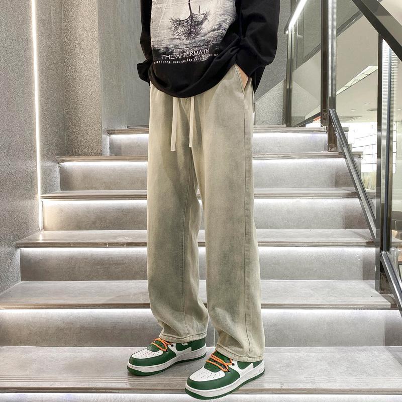 American High Street Retro Velvet Yellow Mud Jeans Men'S Trousers Loose Student Straight Pants Trendy Brand Boys' Trousers - Image 3