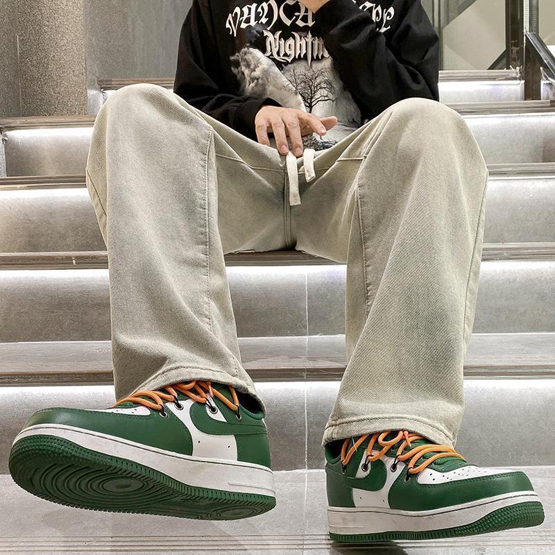 American High Street Retro Velvet Yellow Mud Jeans Men'S Trousers Loose Student Straight Pants Trendy Brand Boys' Trousers - Image 5