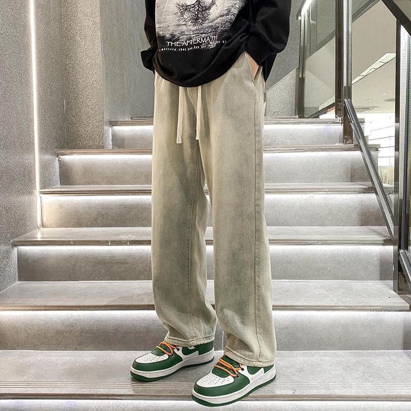 American High Street Retro Velvet Yellow Mud Jeans Men'S Trousers Loose Student Straight Pants Trendy Brand Boys' Trousers - Image 1