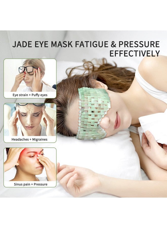 gemshan Jade Eye Mask Gemshan 2 Pcs Stone Eye Mask Hot Or Cold Use Green Jade Facial Eye Sleeping Mask - Image 2