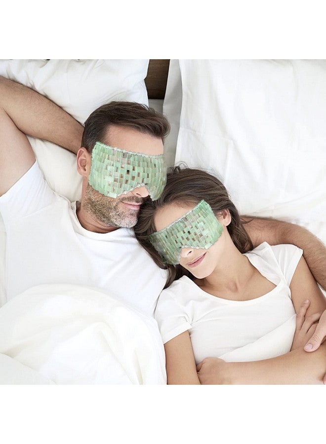gemshan Jade Eye Mask Gemshan 2 Pcs Stone Eye Mask Hot Or Cold Use Green Jade Facial Eye Sleeping Mask - Image 4