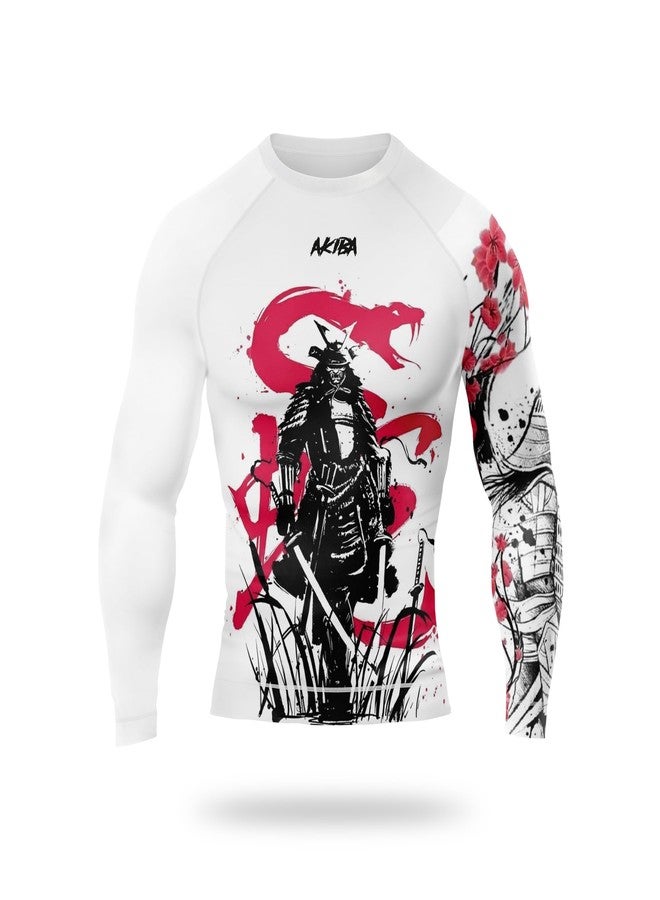 AKIBA Full Sleeve Compression Rash Guard for Men (White, 42) | Sweat-Wicking Athletic Fit Shirt for Gym, BJJ, Running, Cycling | Long Sleeve, Crew Neck, Plain Hem Design - Image 5