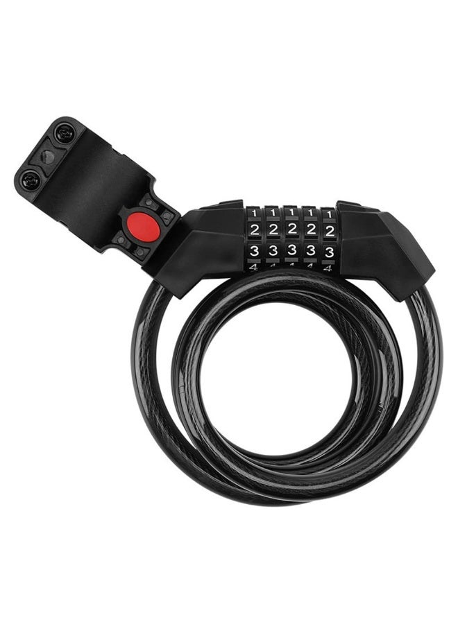 Fukukawa 5-Digit Resettable Bike Cable Lock 1.2M – Keyless Combination Coiling Steel Anti-Theft Lock with Mount Bracket for Bicycle, Scooter & E-Bike - Image 1