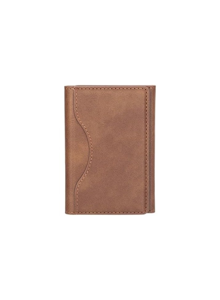 Wallet for Men and Women | Slim Bifold Credit Card Holder Wallet | Men's Business Card Case | Genuine Leather Front Pocket wallet with (Brown)  - Image 1