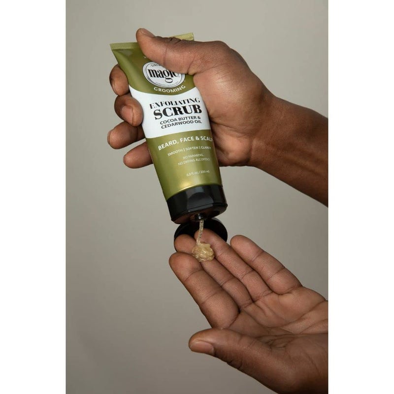 SOFT SHEEN SoftSheen-Carson Magic Men's Grooming Facial Exfoliating Scrub, Softens, Smooths and Clarify, With Cocoa Butter and Cedarwood Oil for Beard, Skin and Scalp, 6.7 fluid ounces - Image 4