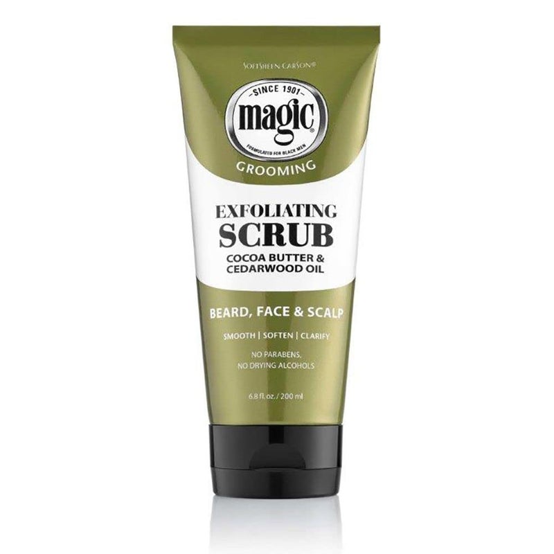 SOFT SHEEN SoftSheen-Carson Magic Men's Grooming Facial Exfoliating Scrub, Softens, Smooths and Clarify, With Cocoa Butter and Cedarwood Oil for Beard, Skin and Scalp, 6.7 fluid ounces - Image 1
