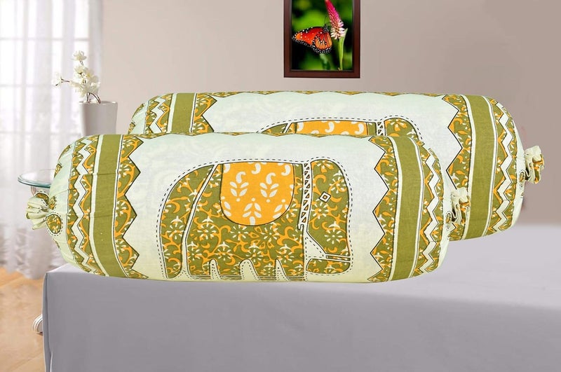 SkyKross - Everyday A New Thing SkyKross Everyday A New Thing Veda Cream Special Hathi Pure Cotton ROOMSET Diwan Set Sofa Set Single Bedsheet 2 Bolster Covers 5 Cushion Covers and Five Seater Sofa Cover Set Green - Image 4
