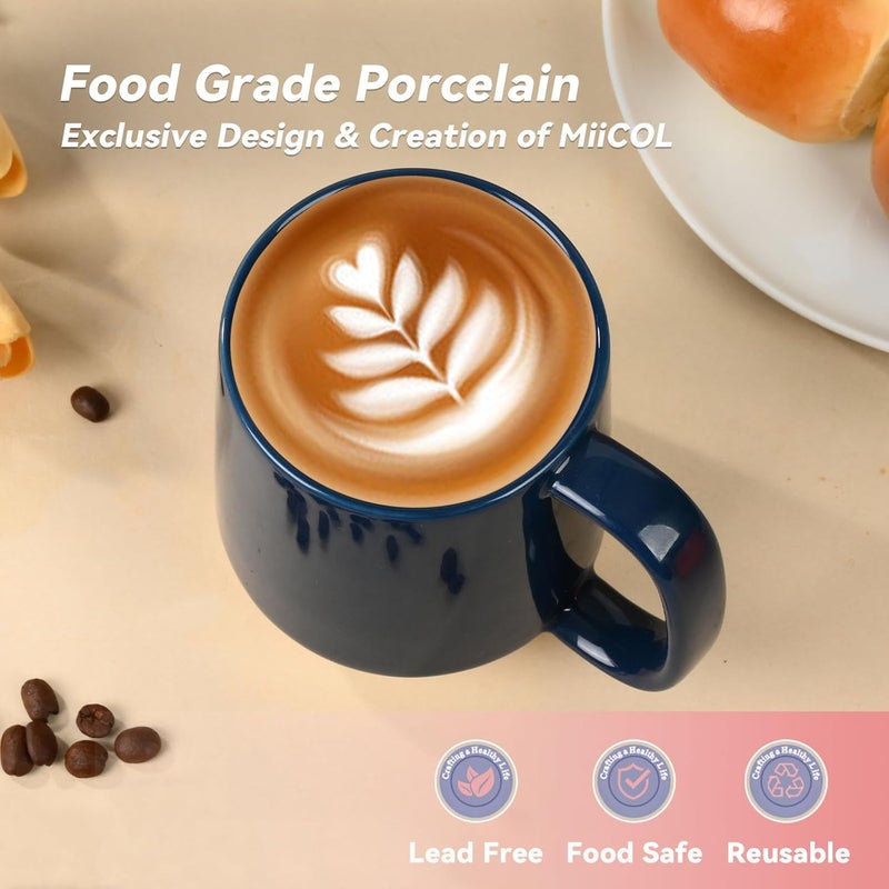 Miicol Ceramic Coffee Mug, 16 oz / 455 ml Large Coffee Cup, Tea Mug with Handle, Flat Bottom Mug for Men, Women, Office, Microwave and Dishwasher Safe, Multi-Color, Deep Ocean Blue - Image 4
