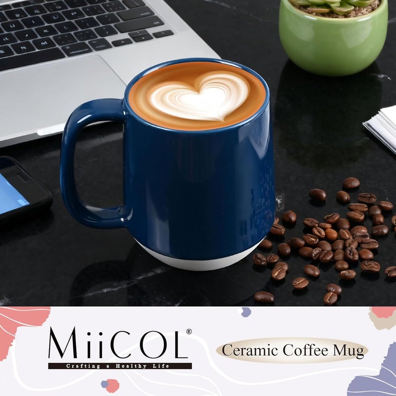 Miicol Ceramic Coffee Mug, 16 oz / 455 ml Large Coffee Cup, Tea Mug with Handle, Flat Bottom Mug for Men, Women, Office, Microwave and Dishwasher Safe, Multi-Color, Deep Ocean Blue - Image 2