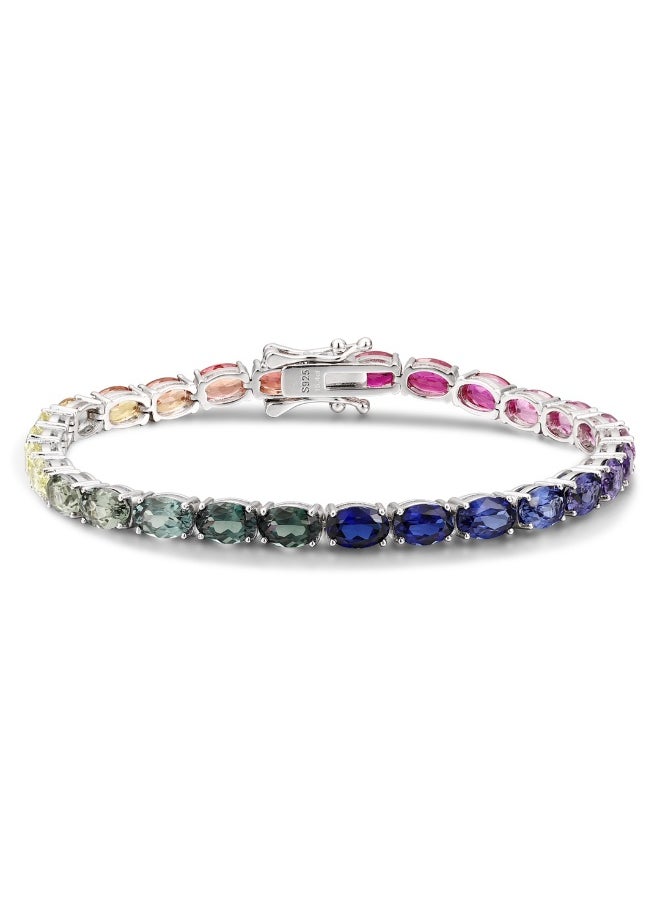 S925 Silver Color Lab-Grown Sapphire Bracelet
