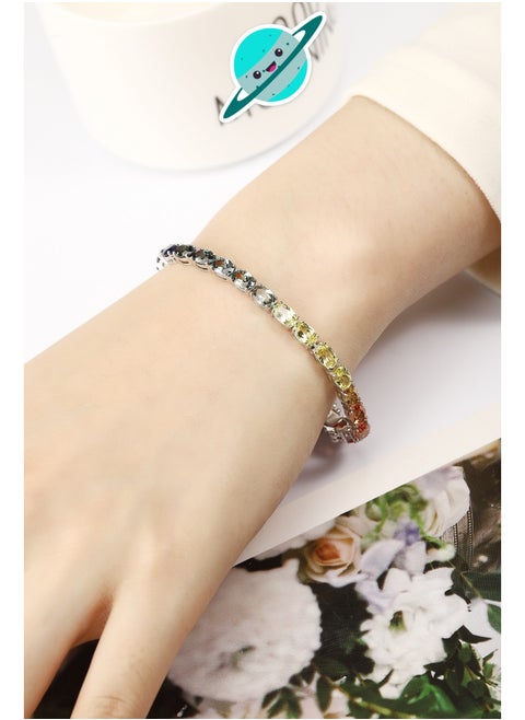 S925 Silver Color Lab-Grown Sapphire Bracelet