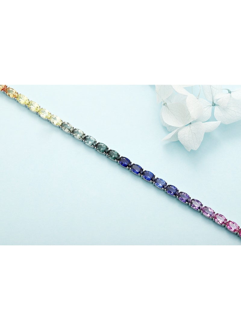 S925 Silver Color Lab-Grown Sapphire Bracelet