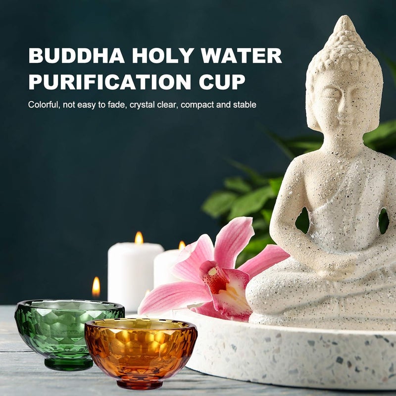 IMIKEYA 4pcs Buddhist Water Offering Bowl Crystal Holy Water Bowl Religion Container Glass Buddha Cup Mini Votive Tealight Holder for Yoga Meditation Altar Buddhist - Image 3