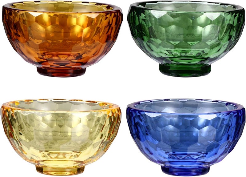 IMIKEYA 4pcs Buddhist Water Offering Bowl Crystal Holy Water Bowl Religion Container Glass Buddha Cup Mini Votive Tealight Holder for Yoga Meditation Altar Buddhist - Image 1