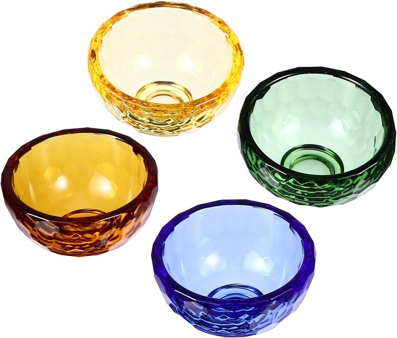 IMIKEYA 4pcs Buddhist Water Offering Bowl Crystal Holy Water Bowl Religion Container Glass Buddha Cup Mini Votive Tealight Holder for Yoga Meditation Altar Buddhist - Image 2