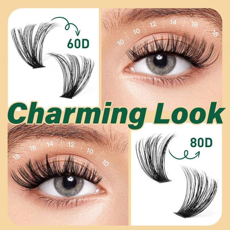 KEYYOU Lash Clusters Kit DIY Lash Extension Kit 280pcs Soft Lash Clusters 60D+80D D Curl Easy to Apply with Bond and Seal Applicator Remover Eyelash Extension Kit at Home(RMkit-60D80D-D-10-18mix) - Image 2