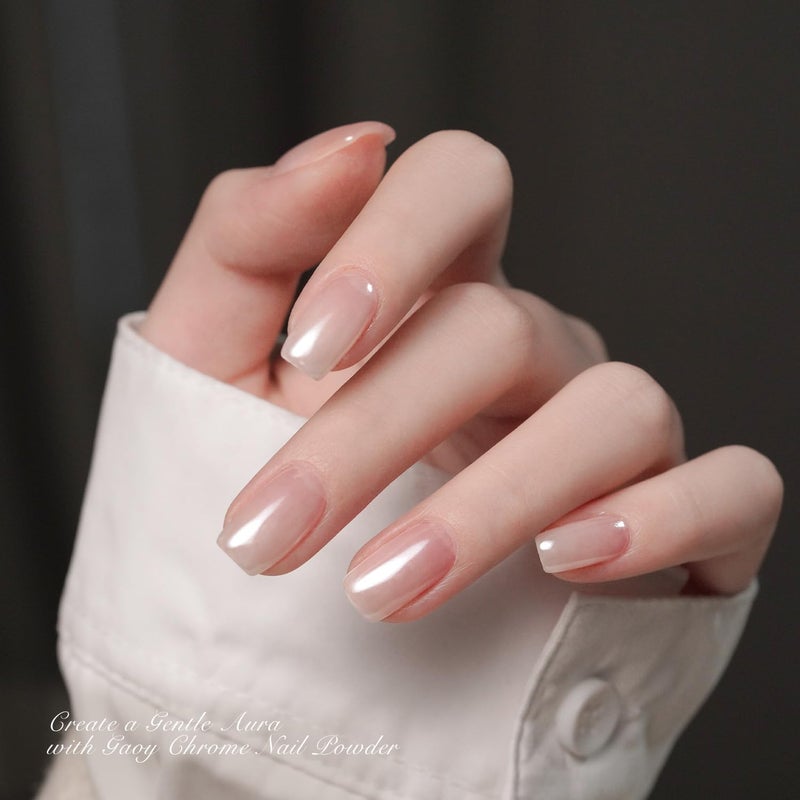 GAOY White Pearl Chrome Nail Powder, Mirror Effect Shimmer Glitter Pigment Mermaid Aurora Nail Art Decorations, Lustrous White - Image 4