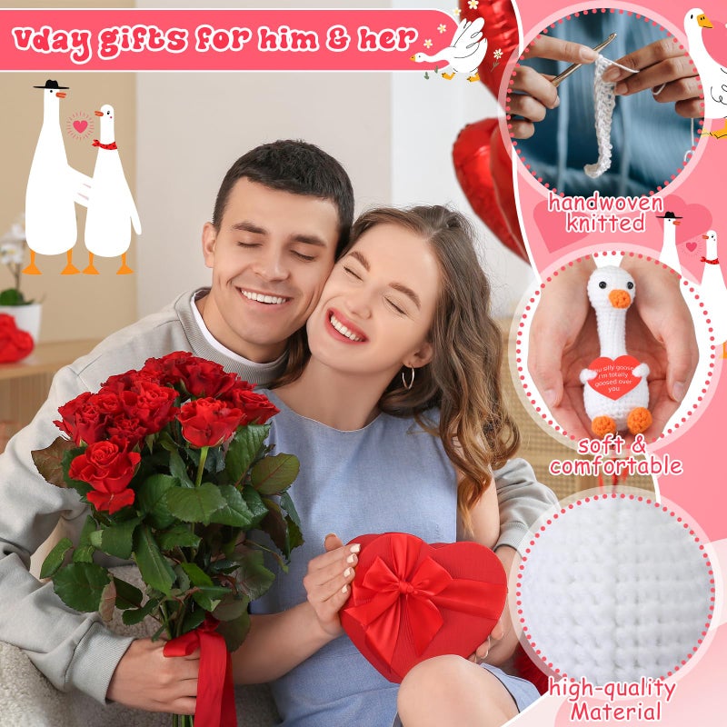 Jenaai Funny Crochet Gift for Boyfriend Girlfriend Him Her Wife Husband I Love You Gifts Anniversary and Birthday Ideas, Handmade Positive Silly Goose Crochet for Couples Small Romantic Decor - Image 3