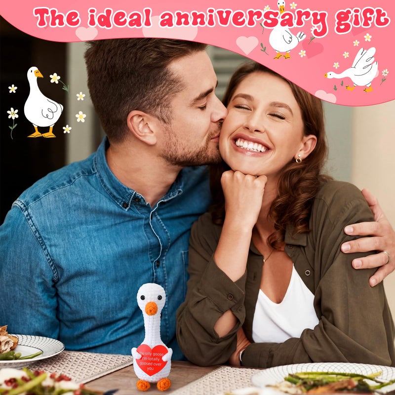 Jenaai Funny Crochet Gift for Boyfriend Girlfriend Him Her Wife Husband I Love You Gifts Anniversary and Birthday Ideas, Handmade Positive Silly Goose Crochet for Couples Small Romantic Decor - Image 5