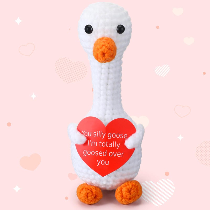Jenaai Funny Crochet Gift for Boyfriend Girlfriend Him Her Wife Husband I Love You Gifts Anniversary and Birthday Ideas, Handmade Positive Silly Goose Crochet for Couples Small Romantic Decor - Image 1