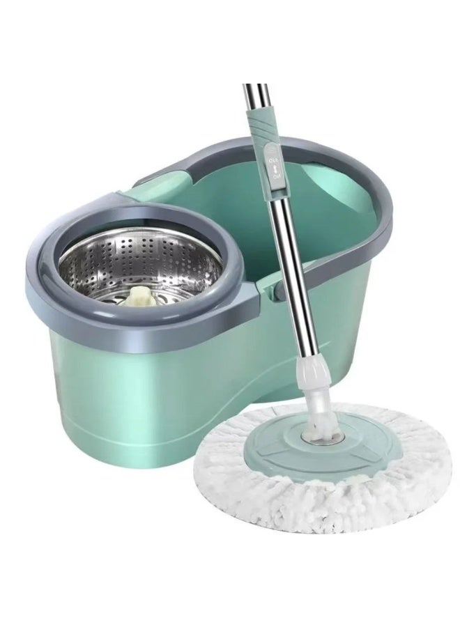 Stainless steel floor mop set with bucket and rotating wringer - Image 3
