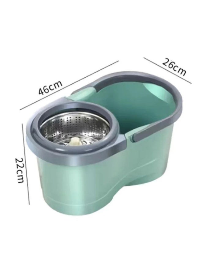 Stainless steel floor mop set with bucket and rotating wringer - Image 5