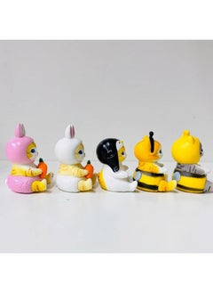 Generic EIKOH 3rd Fried Shrimp Cat Sitting Posture Twisted Egg Fried Shrimp Cat With Rabbit Head Cover 6 Ornaments-Color:A Set Of 6 Models  - Image 4