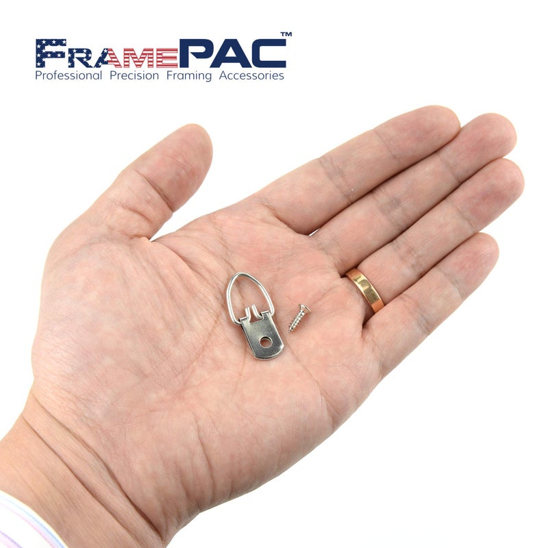 FramePac D-Ring Single Hole Picture Hangers with Screws [100 Pack] - (AKA Picture Hanging Hardware  Picture Frame Hanger  Picture Hanger Hooks  Picture Hooks for Hanging) - Image 2