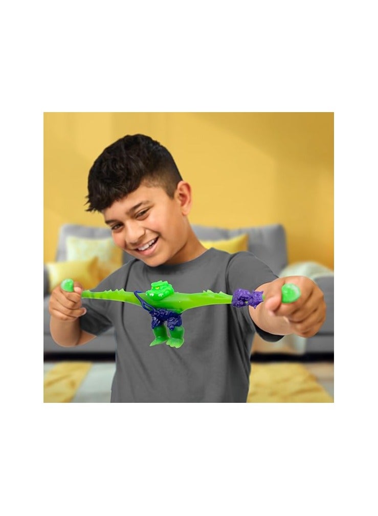 GOO JIT ZU Heroes of Goo Jit Zu Meteor Madness Rock Jaw Stretch Action Figure with Unique Slime Filling & Meteor Combat Glove - Tactile Toy - Triple Size Stretches  - Image 2